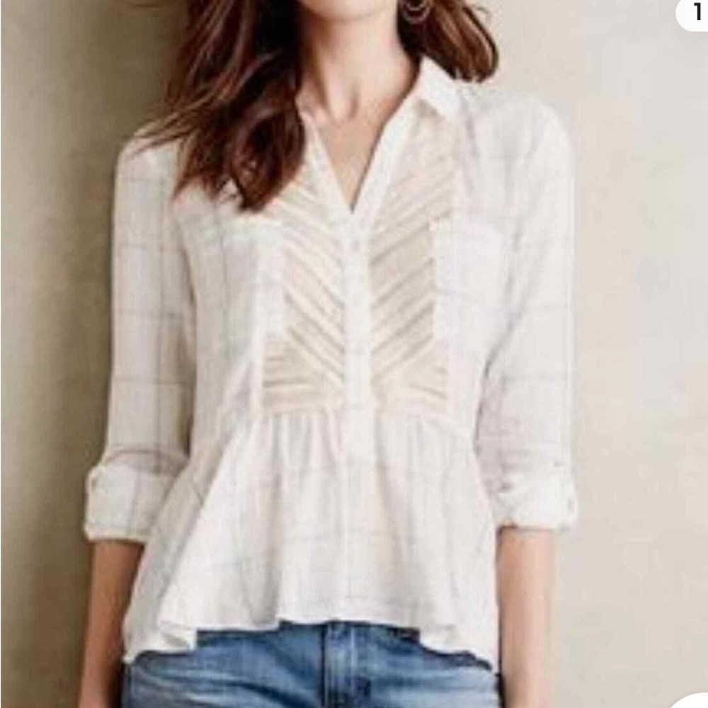 GUC Anthropologie
MAEVE White
Sheer Striped top